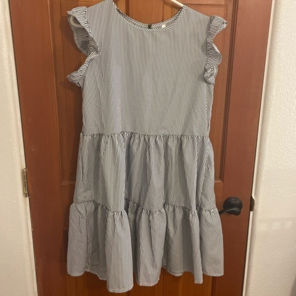 Flutter sleeve tiered mini dress